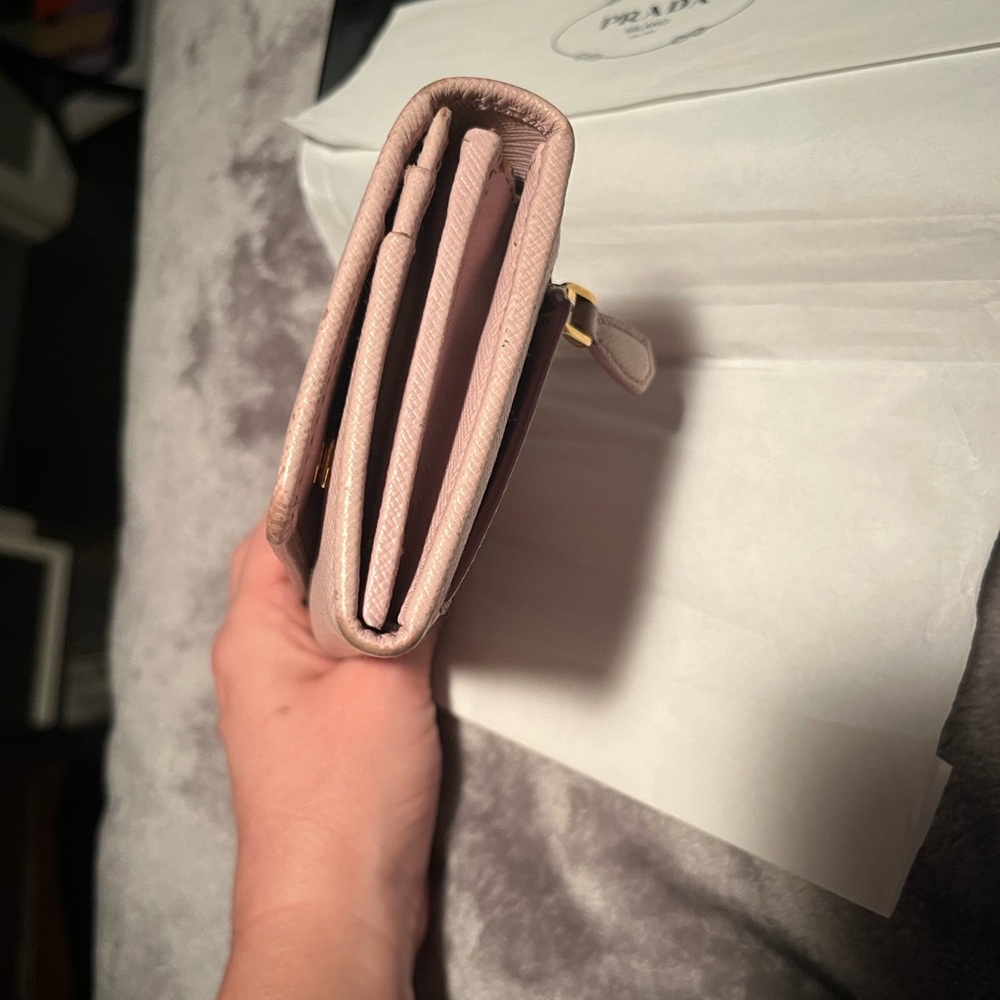 Prada Light Pink Saffiano Leather Continental Wallet with Gold Hardware - Picture 2 of 16